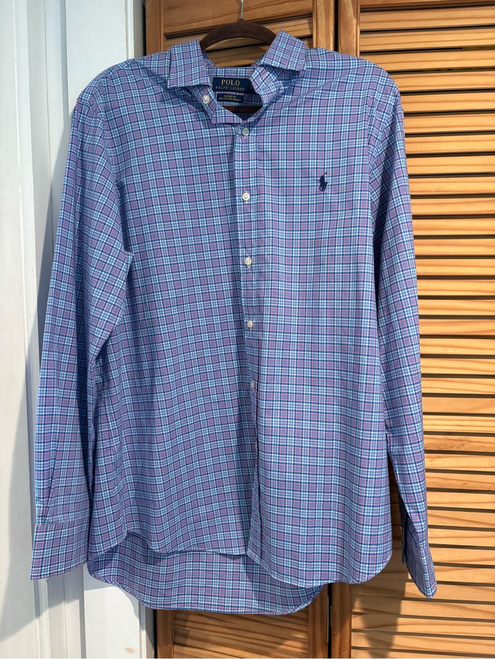 Polo Ralph Lauren Blue & Purple Plaid Button-Down Long Sleeve Shirt Preppy Large